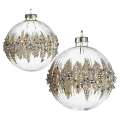 New Depot Glas-Weihnachtskugel-Set Diamondsplash